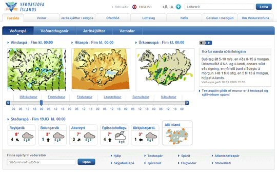 ný forsíða veðurvefsins